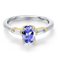 thumbnail image 3 of Gem Stone King 10K Two Tone Gold Blue Tanzanite and Lab Grown Diamond Engagement Ring for Women | 0.95 Cttw | Oval 7X5MM | Gemstone December Birthstone | Size 9, 3 of 6