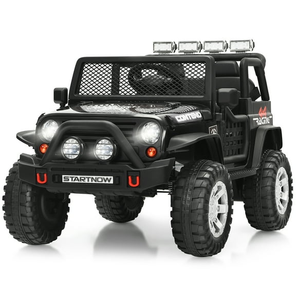 Costway Camion pour Enfants 12 V à Chevaucher, Voiture Électrique Télécommandée avec Lumières et Musique, Noir