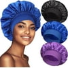 3 PCS Satin Bonnets for Black Women,Hair Bonnet for Sleeping, Satin Hair Cap for Curly Hair,Bonnet for Men,Bonnets Pack A