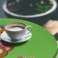 thumbnail image 2 of Ambesonne Halloween Emoji Fitted Round Tablecloth, Trick Treat Monkey, 40"- 44" Diameter, Lime Green Soft Pink, 2 of 4