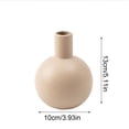 thumbnail image 3 of MMJ Ceramic Vase Spherical Matte Texture Ribbed Neutral Tone for Home Tabletop Shelf Decor Flower 5.12x3.94in, 3 of 7