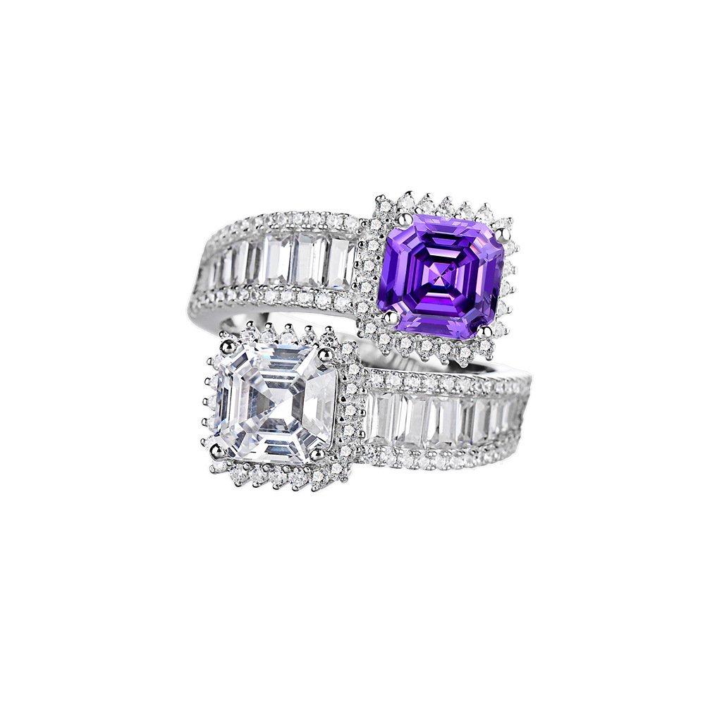Bague En Argent 925 Avec Rubis Et Saphir Rose - Design Floral - Taille 48 - Bimonia - Neuf Avec Écrin