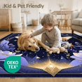 thumbnail image 4 of ODIKA 9'x12' Washable Area Rug Non-Slip, Chair-Friendly Witchy Mystical Moth Medallion With Celestial Stars Moons Floral for Dining Room, Basement, Large Office, 4 of 7