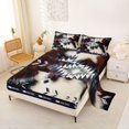 thumbnail image 2 of jejeloiu Nautical Aztec Bed Sheets,Cowhide Print Full Size Sheets For Boys,Blue Brown White,4-Piece,1 Flat Sheet, 1 Fitted Sheet and 2 Pillowcases, 2 of 6