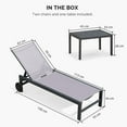 thumbnail image 2 of PURPLE LEAF Outdoor Chaise Lounge with Wheels for Outside 2 Pieces Aluminum Patio Lounge Chair with 5 Adjustable Position for Outdoor, Beach, Yard, Pool, Side Table Included, Light Grey, 2 of 8