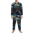 thumbnail image 3 of Fotbe Starry Sky Colorful Crocodile A Pattern Long Sleeve Pajama Set for Men,Sleepwear Set,2-piece Loungewear Set,Soft PJs Comfy Nightwear with Pockets-XX-Large, 3 of 7