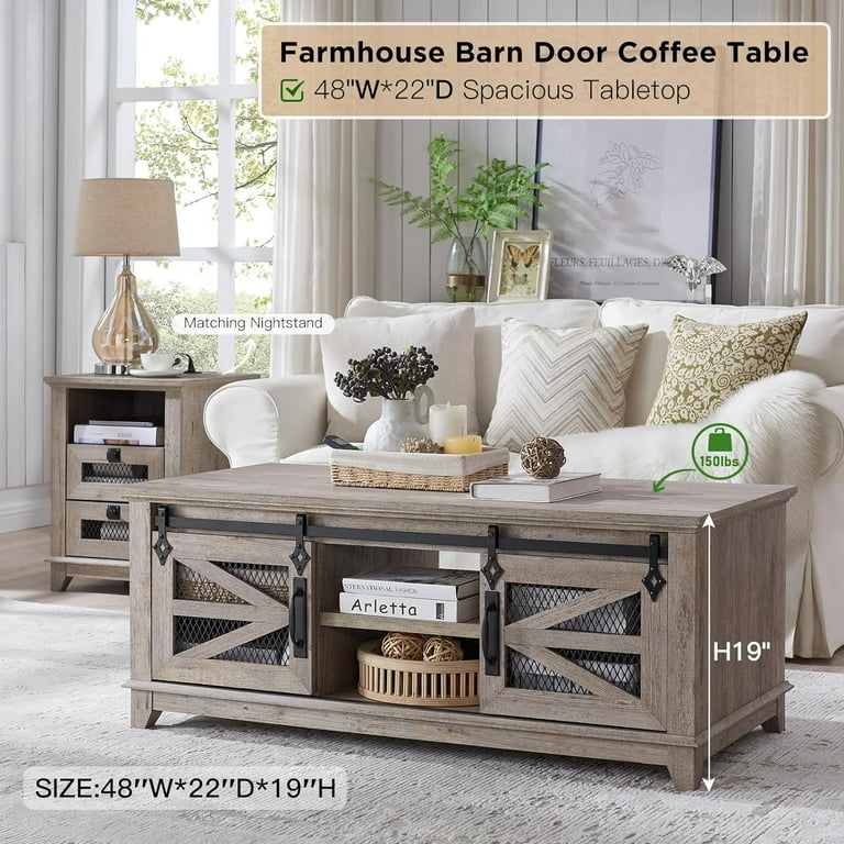 Rustic oak coffee table deals with storage