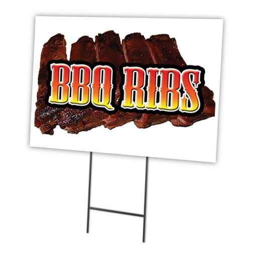 BBQ RIBS 18"x24" Yard Sign & Stake | Advertise Your Business | Stake Included Image On Front Only | Made in The USA