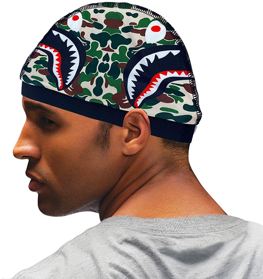 Shark Face Skull Cap,Designer Silk Camo 