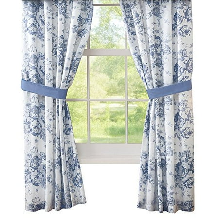 Collections Etc Julianne Blue And White Floral Drapes Panel Pair