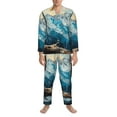 thumbnail image 3 of Naloa Iceberg Bald Eagle Men’s Pajamas Set - Long Sleeve Button Down Sleep Shirt and Pajama Bottoms Sleepwear Set-Medium, 3 of 7