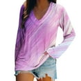 thumbnail image 3 of Craaazy Oversized Tshirts For Women Long Sleeve Blouse V-Neck Casual Pullover Tops Trendy Color Block Sweatshirt Tie Dye Shirts Gifts For Women, 3 of 5