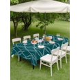 thumbnail image 4 of Outdoor Tablecloth with Umbrella Hole for Patio/Picnic/Party/Camping, Teal Green Moire Waves Waterproof Table Cloth Rectangle Table Cover Washable, Modern Abstract Art Geometric (54"x 80"), 4 of 8