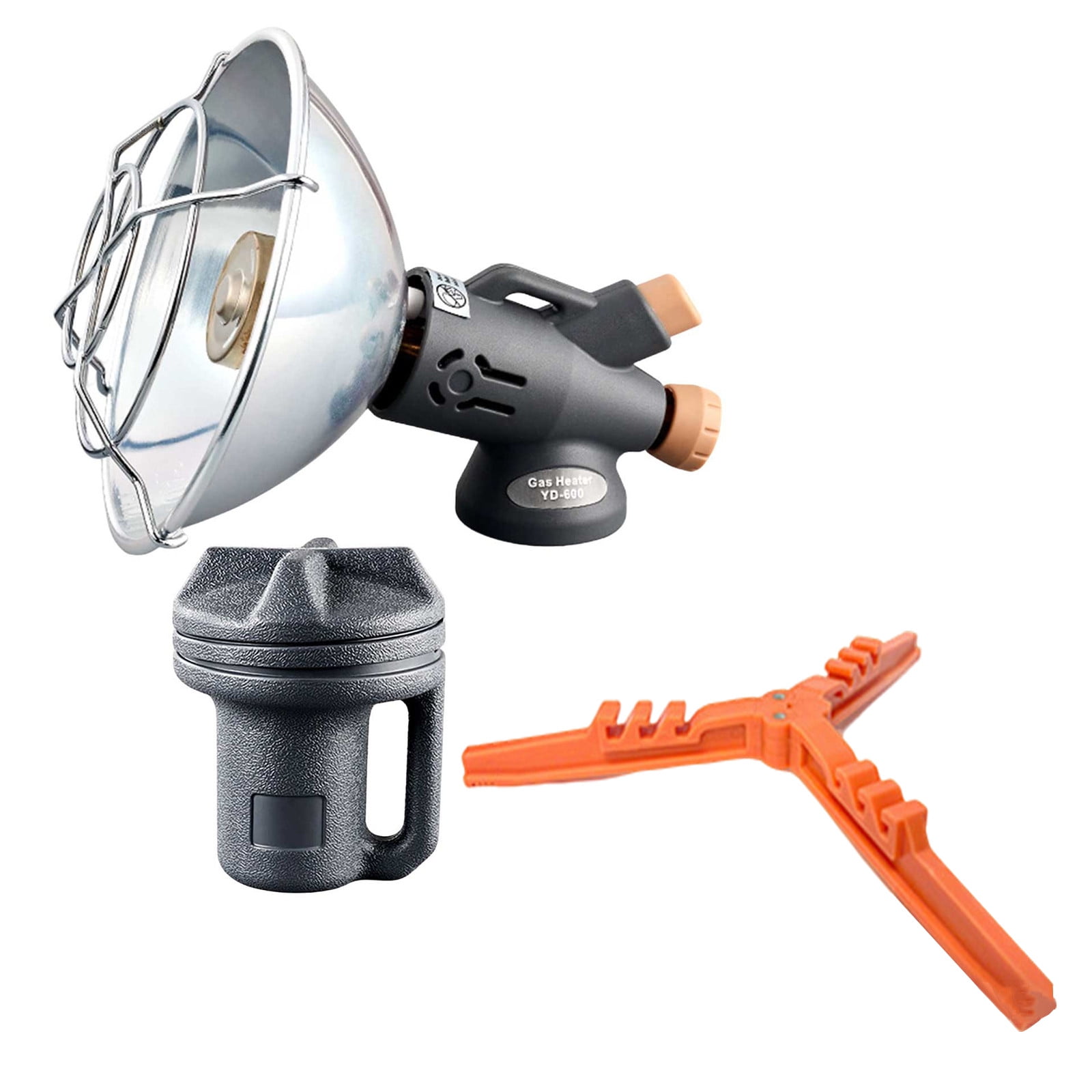 Portable Outdoor Gas Heater for Camping Tent Ice Fishing, Compact Flat Gas Canister Stove with Adjustable Flame and Orange Stand, Personal Space Heater for Patio Winter Activities Emergency Heat