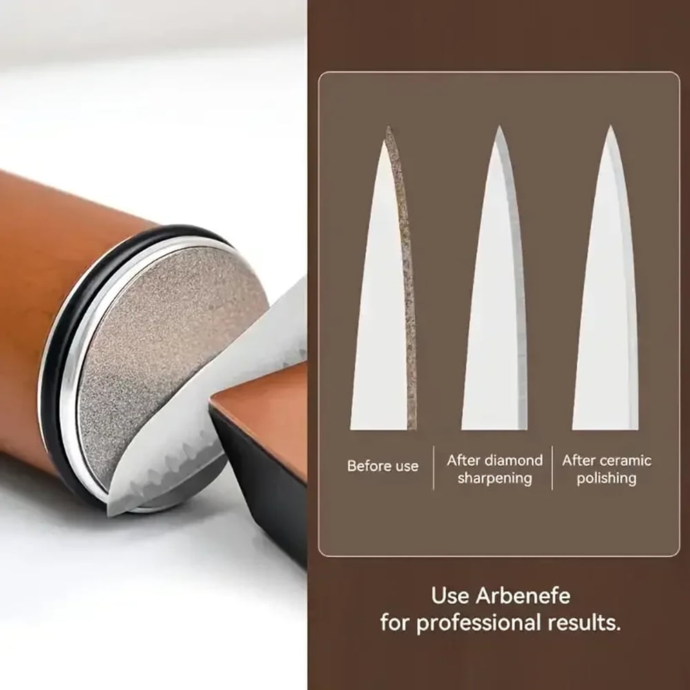 Rolling Knife Sharpener System Kit,4-Angle Tumbler Double Diamond 400 1000 Discs Sharpening Stone for Kitchen Knives