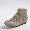 thumbnail image 6 of Wowcloth Women's Fashion Casual Winter Ankle Boots - Comfortable Short Shaft Flat Round Toe with Fringe Detail, Chunky Low Heel Booties for Daily Wear, 6 of 9
