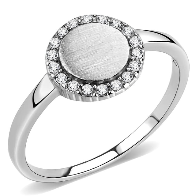Stainless Steel Ring AAA GRD CZ Clear DA340 for Women Clear Stone Color Style No Size 6