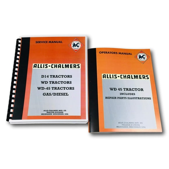 Set Allis Chalmers Wd45 Tractor Service Repair Operators Parts Shop Manuals New