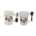 thumbnail image 2 of Injueey Taza de cerámica, herramientas para niñas, Kit de belleza, mango pintado, té, café, negocios, hogar, vasos, taza de leche, juegos Juegos de servir café y té Mango de bolígrafo rubor 301-400ml, 2 of 6