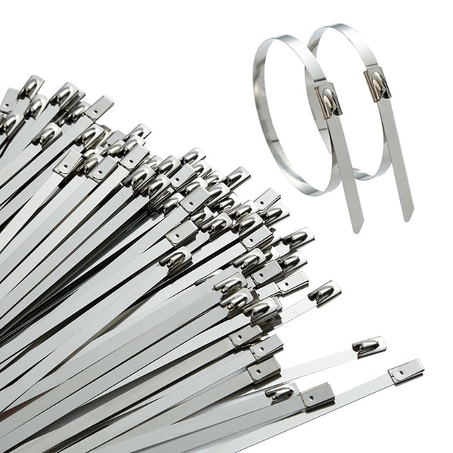 Cintas de sujeción de acero inoxidable 304 - 100 piezas - Autobloqueantes, resistentes a la corrosión y altas temperaturas - Ideal para uso marino, eléctrico e industrial - Varios tamaños disponibles