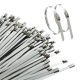 thumbnail image 1 of Bridas de metal 100PCS 5.9 pulgadas bridas de acero inoxidable de alta resistencia bridas autolock para uso múltiple al aire libre e interior., 1 of 7