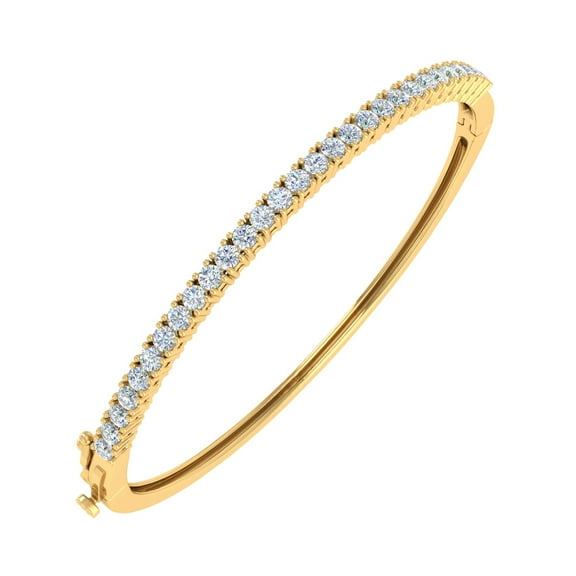 1 1/2 Carat Prong Set Diamond Ladies Bangle Bracelet in 14K Yellow Gold (I1-I2 Clarity)
