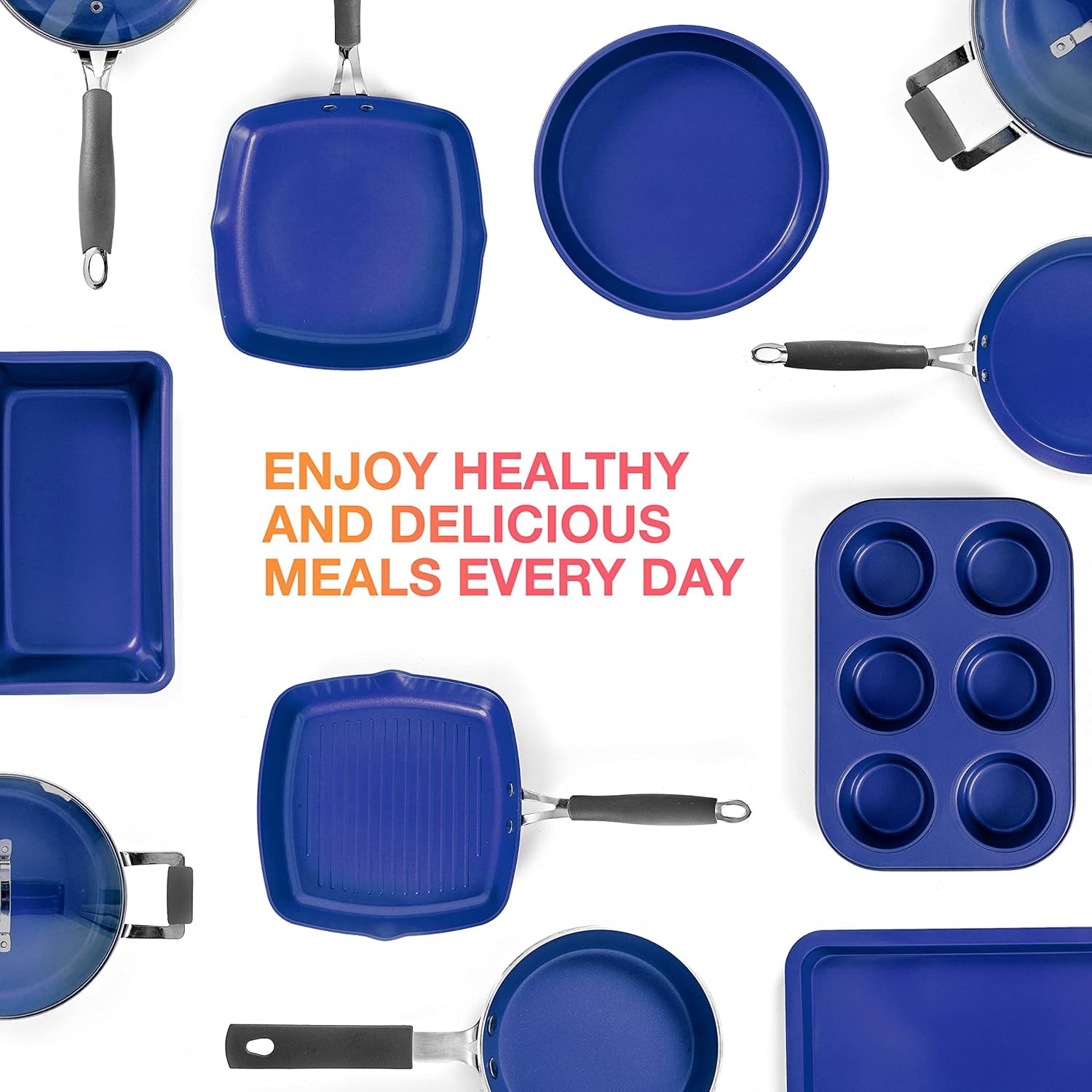 Mueller Sapphire UltraClad Kitchen Induction Pots and Pans Set Nonstick Induction Cookware Sets, 24 Piece