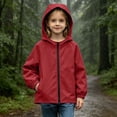 thumbnail image 2 of Fesfesfes Kids Unisex Hooded Rain Jacket Lightweight Waterproof Windbreaker with Pockets, Casual Outdoor Coat for Kids School Play Ages 5-16 Years, 2 of 8