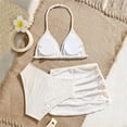thumbnail image 5 of LIIPEE Girls Swimsuit Sets Casual Summer Solid Color Texture Halter Neck Adjustable Strap Bikini Tops Shorts Skirt 3 Piece Set Children Kids Fashion Backless Beach Cute Swimsuits,White,10-11 Years, 5 of 7