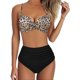 thumbnail image 1 of MKLEKYY Trajes De Baño Mujer Women High Waisted Bikini Sexy Push Up Two Piece Swimsuits Vintage Swimsuit Two Piece Retro Ruched High Waist Print Bikini Set 2739, 1 of 6