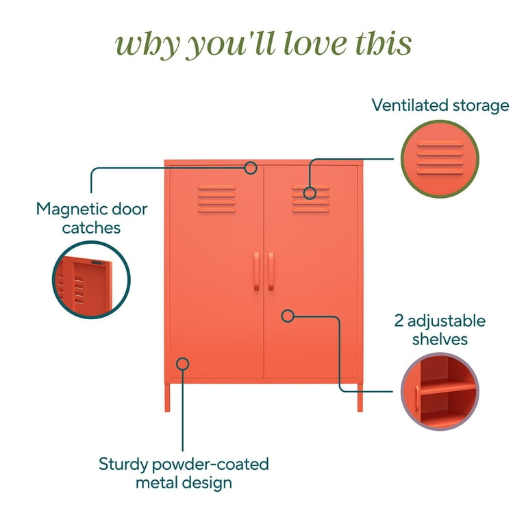 Novogratz Cache 2 Door Metal Locker Style Storage Accent Cabinet