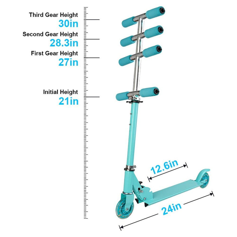 Mighty Rock Scooters for Kids Kick Scooters Adjustable Height Handlebars Foldable with Light-up Wheels for Boys and Girls 3,4 Years and up