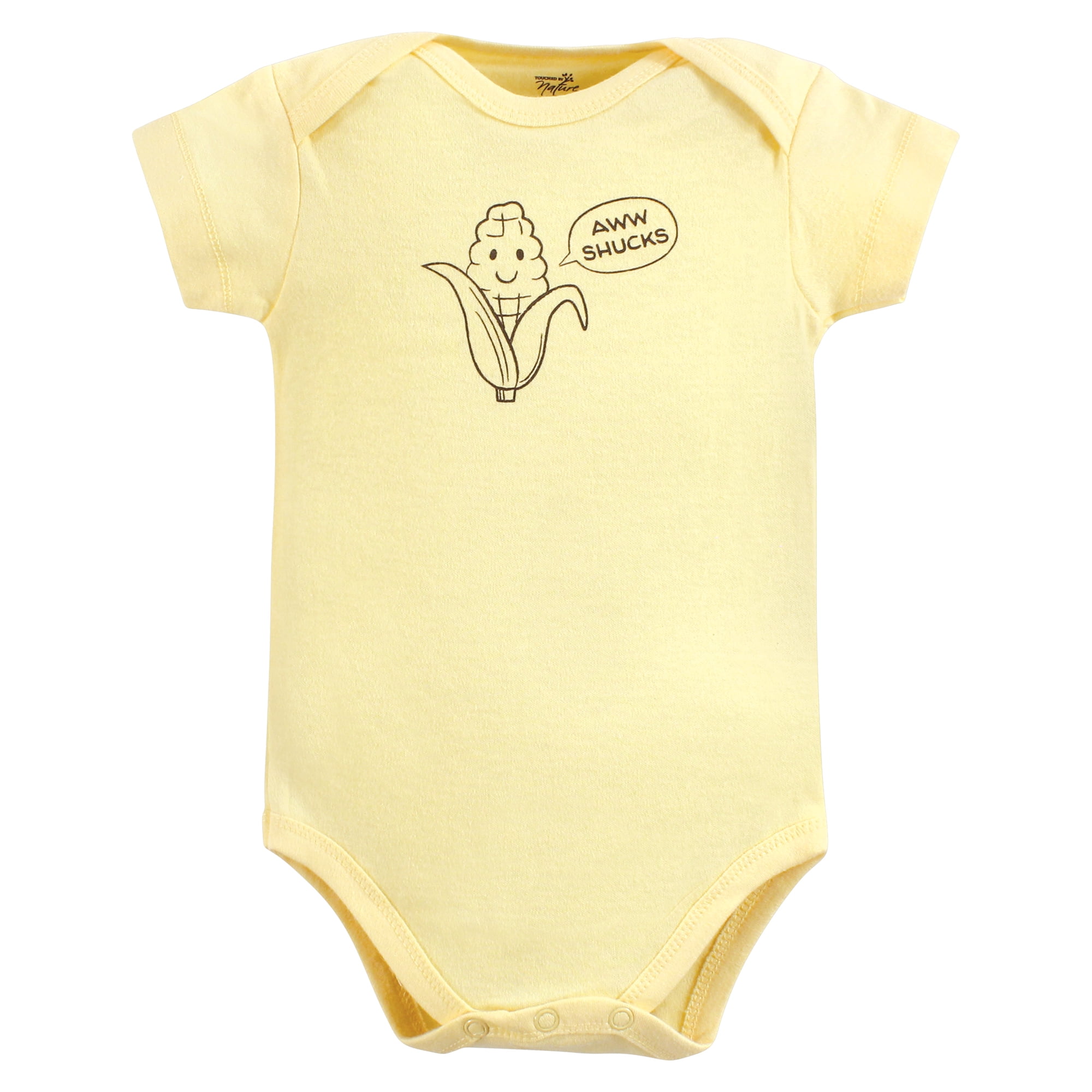 Touched by Nature Unisex Baby Organic Cotton Bodysuits, Peas And Thank You, Preemie