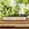 thumbnail image 3 of Craftnamesign Custom Wooden Desk Name Plate for Cat Lovers, Cute Cat Metal Nameplate for desk, 3 of 5