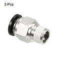 thumbnail image 3 of Uxcell Straight Coupling Adapter 1/4NPT Push to Fit 3/8 Inch OD Hose Connect Fittings, Black & Silver Tone 3 Pack, 3 of 5