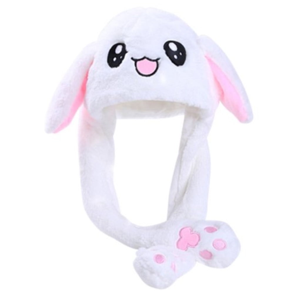 Funny Rabbit Ear Hat Plush Moving Rabbit Hat Pinching Ear to Move Bunny
