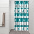 thumbnail image 3 of Compass Nautical Shower Curtain Featuring Anchor, Boat, Sea, Seaside Coastal Marine Ocean Waves and Lighthouse Pattern, Map Design, Waterproof Fabric Curtain with Hooks, 3 of 5
