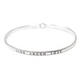 thumbnail image 2 of Me Plus Inspirational "LIVE LAUGH LOVE" Positive Message Engraved Thin Bangle Hook Bracelet (Silver, brass), 2 of 4