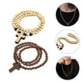thumbnail image 3 of Pingxizhi 2Pcs Prayer Bead Pendant Cross Pendant Necklace Men Wood Beaded Cross Necklace Wood Bead Necklaces Wood Cross Necklace For Men, 3 of 11