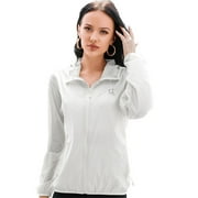 Women's Sun Protection Hoodie UPF 40  Long Sleeve Coat Lightweight Breathable Running(White)