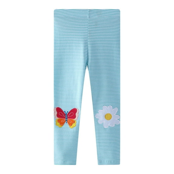 ZACPNCV Girls Leggings Cotton Pants for Kids Toddler Stretchy Warm Full Length Yoga Playwear Fall Winter Light Blue 2-3 Years