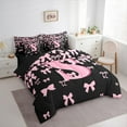 thumbnail image 3 of jejeloiu Personalized Gifts Bowtie Bedding Comforter Set 7-Piece,Letter S King Bedding Sets,Pink Black Bow Bowknot Bed ,Lightweight Room Decoration Reversible, 3 of 8