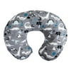Boppy Nursing Pillow and Positioner Original | Gray Dinosaurs with White, Black and Blue | Breastfeeding, Bottle Feeding, Baby Support | With Removable Cotton Blend Cover | Awake-Time Support