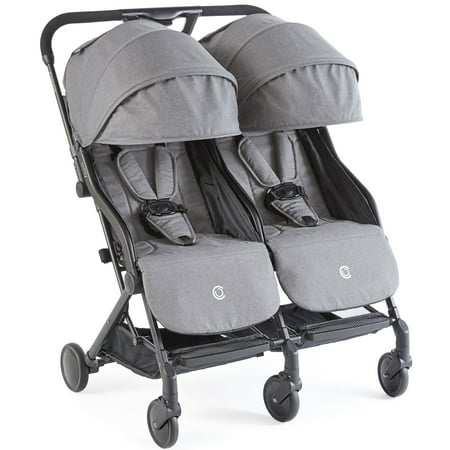 Contours Bitsy Double Side by Side Stroller - Adapter-Free Car Seat Compatable; Compact Fold; 2019 Model - Granite (Best Strollers 2019 Uk)