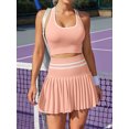 thumbnail image 3 of Charmo Womens Two Piece Tennis Dress High Waist Pleated Tennis Skirt with Shorts Racerback Crop Golf Workout Skirts Sets, 3 of 8