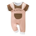 thumbnail image 1 of Gureui Toddler Infant Baby Boys Girls Short Sleeve Jumpsuit, Casual Letter Printed Stitching Round Neck Romper with Pocket, 1 of 9