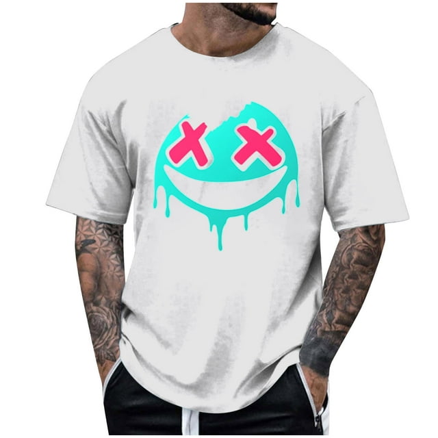 T-shirt d'Halloween pour Homme, T-Shirt Graphique d'Halloween pour Homme avec Imprimé, Haut Décontracté à Manches Courtes et Col Rond pour Costume et Usage Quotidien