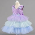 thumbnail image 5 of SERTG Little Girls' Party Dress Sheer Paneled Skirt with Back Zipper Short Sleeve Round Neck Princesse Outfit for 6 Months-4 Years(Purple,2 Years), 5 of 6