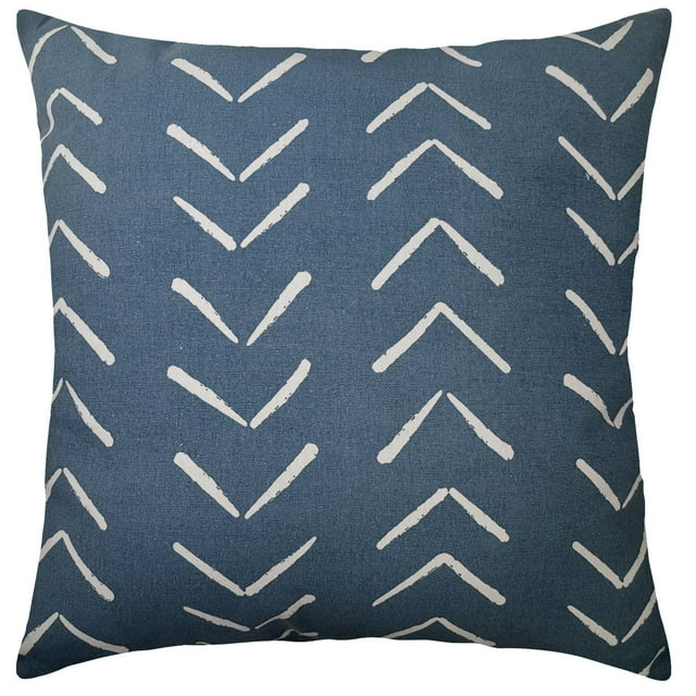 hometrends Coussin Décoratif à Flèches Bleues, Carré avec Housse en Tissu Bleu Présentant un Motif Abstrait de Flèche Blanche en Chevrons en Rangées Verticales, Rempli de polyester pour un Confort Douillet, Nettoyage par Points Seulement, Convient pour Rehausser la Déco de la Maison avec un style Doux.