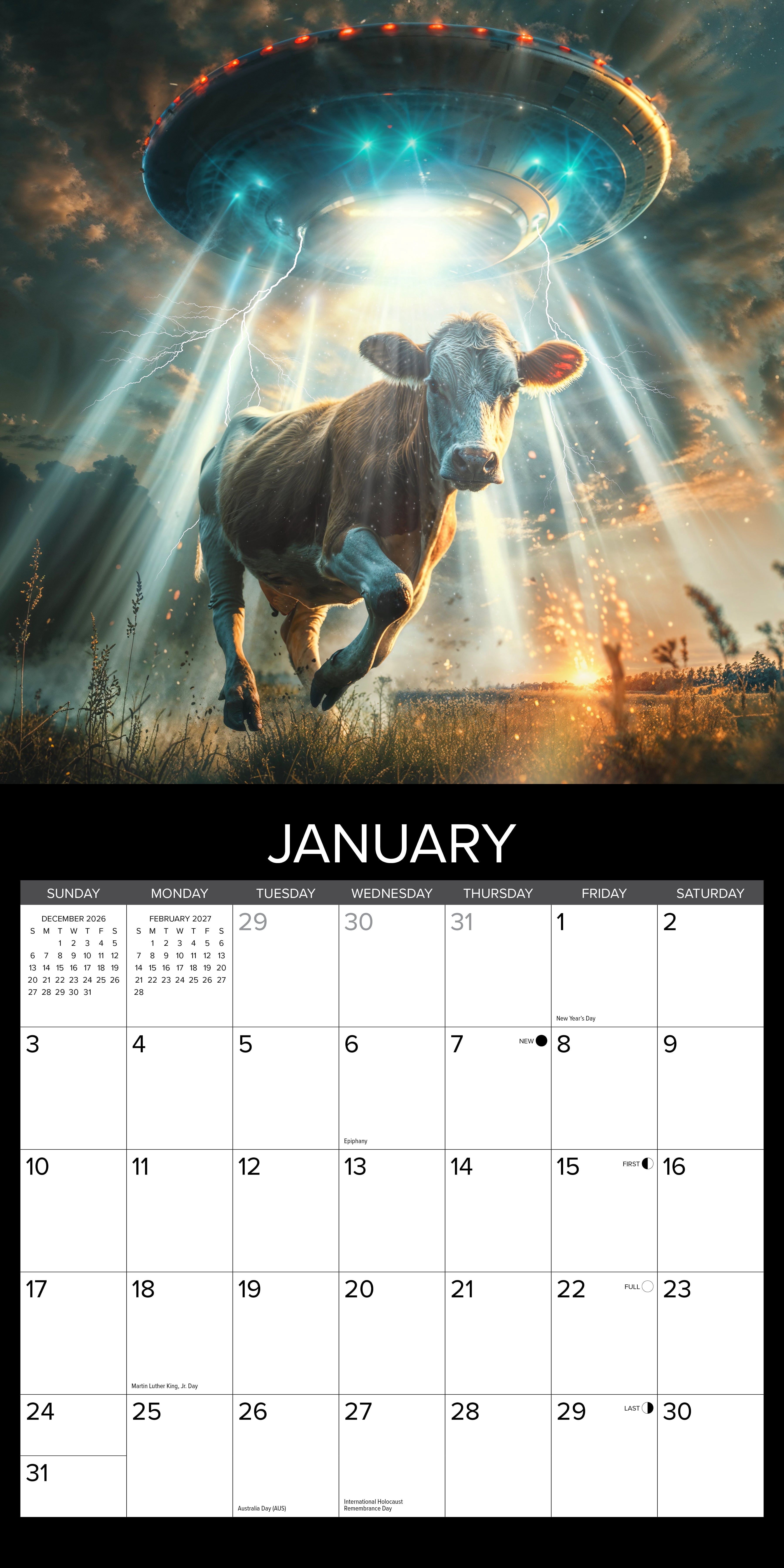 Willow Creek Press, Cow Abductions 2027 Wall Calendar